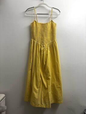Abercrombie & Fitch Yellow Striped Midi Dress